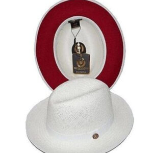 Bruno Capelo Mens Summer Straw White Red Bottom Hat
