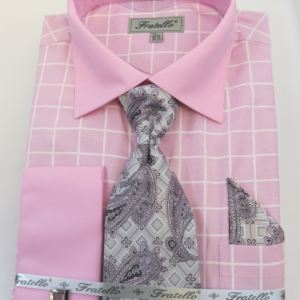 DESIGNER DRESS SHIRT TIE HANDKERCHIEF & CUFFLINK SET