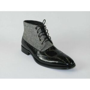 BLACK TWEED Giovanni Griffin Shoes