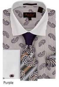 Bruno Conte Men's Printed Shirts Tie and Hanky Set CS055