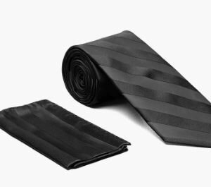 Stacy Adams SA401 Solid Woven Formal Stripe Tie w/ Hanky