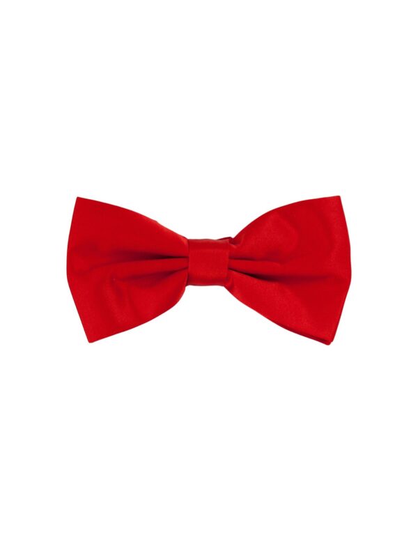 A red bow tie is shown.