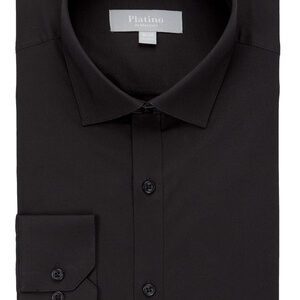 BLACK PLATINO SLIM FIT SPANDEX DRESS SHIRT