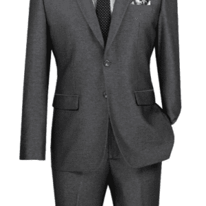 Gray men's suit with tie on mannequin