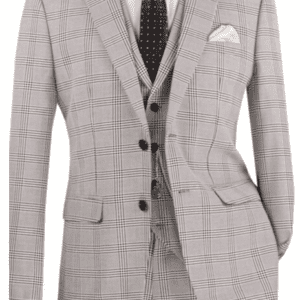Men's gray plaid three-piece suit