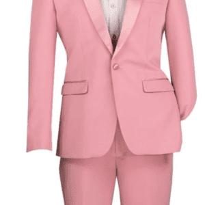Pink tuxedo with bow tie and boutonniere