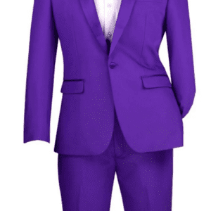 Purple men's suit and bow tie on mannequin