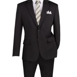 Black men's suit with striped tie
