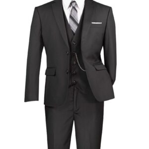Black three-piece suit on mannequin