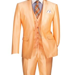 Peach satin three-piece men's suit