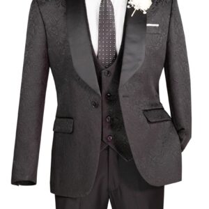 Vinci TVSJ‑1 Slim Fit 3pc Jacquard Tuxedo
