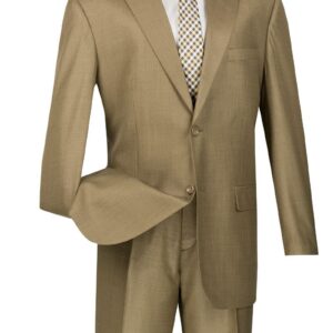 Beige men's suit with patterned tie