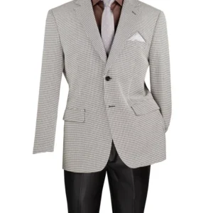 Gray houndstooth blazer with tie and trousers
