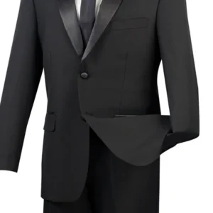 Classic black tuxedo with satin lapel