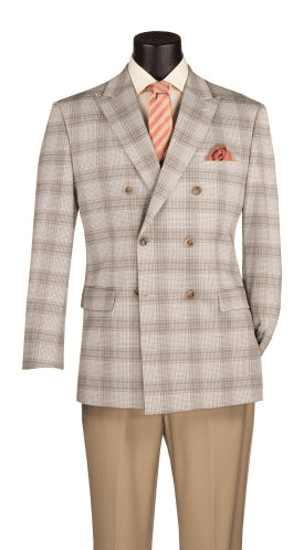 Vinci B-DW1 Double Breasted Windowpane Blazers