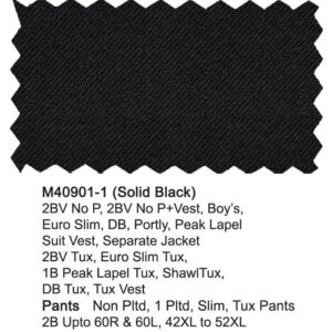 Solid Black M40901-1 Wool Mantoni Suit