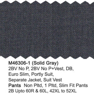 Solid Gray M46306-1 Wool Mantoni Suit