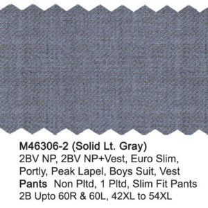 Solid Lt. Gray M46306-2 Wool Mantoni Suit