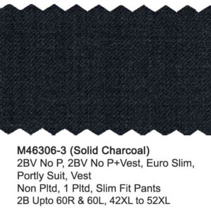 Solid Charcoal M46306-3 Wool Mantoni Suit